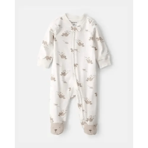 Baby Kangaroo 2-Way Zip 100% Cotton Sleep & Play Pajama - Cream | Carter's