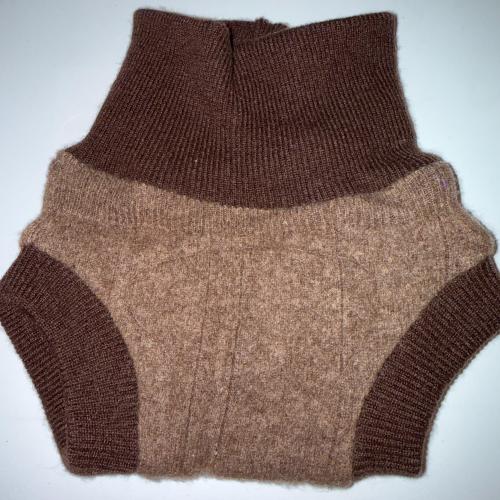 XS Preemie/Newborn 0-3M 5-10 lbs Upcycled 100% Wool Diaper Cover - Tans & Browns