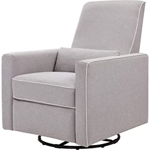DaVinci Piper 360° Swivel Rocker Recliner Chair - Rocking Chair for Nursery & Living Room, GREENGUARD Gold, FSC & Certi-PUR US Certified, Comfy Nursery Glider Recliner - Heathered Grey w/Cream Piping