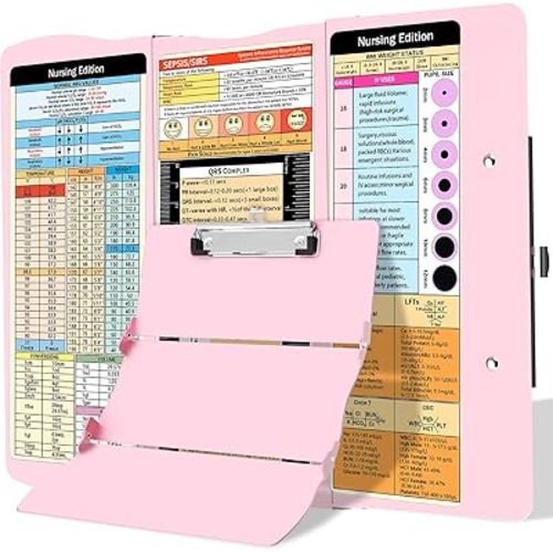 Nursing Clipboard Foldable Clipboard Medical: Edition Cheat Sheets Aluminum 3 Layers Foldable Clipboards Nursing Pocket Size Profile Clip Nurse Clipboards Notepad for Nurses Students and Doctors
