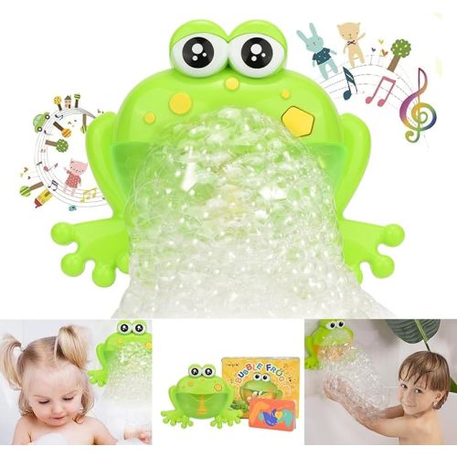Light Up Baby Bath Bubble Toys,Tub Big Frog Automatic Bubble Maker Blower with 24 Music Baby Fun Shower Toys , for Boys, Girls