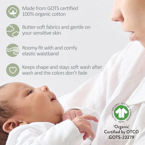 Butterblu Fallon 3-Pack Footed Pants 100% Organic Cotton Bottoms for Baby Boys & Girls, Seafoam, 0-3 Months