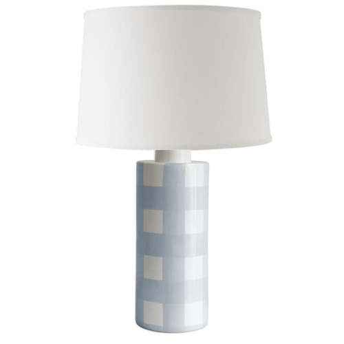 Hydrangea Light Blue Gingham Column Lamp – Ruby Clay Company