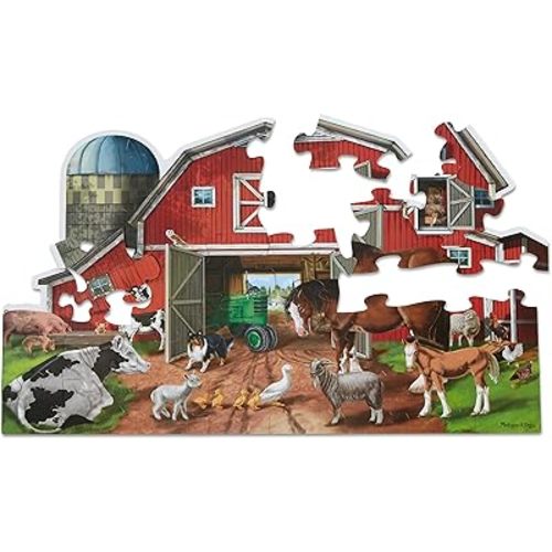 Melissa & Doug Busy Barn Shaped Jumbo Jigsaw Floor Puzzle (32 pcs, 2 x 3 feet) - FSC Certified