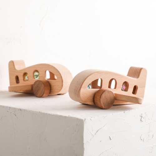 Personalized Wooden Airplane Rattle Custom Baby Name Toy Natural Wood Baby Shower Gift Montessori Sensory Toy Mini Engraved Keepsake