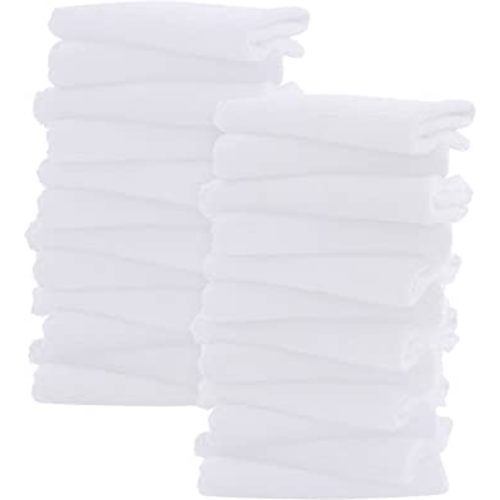 Sunny zzzZZ Ultra Soft 24 Pack Baby Washcloths - 10x10 Inches - Coral Fleece Extra Absorbent Wash Clothes for Babies, Infants and Toddlers - Sensitive Skin and Newborn - Ideal Baby - White
