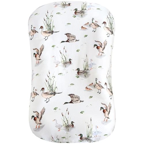 LifeTree Muslin Baby Lounger Cover, Newborn Slipcover Lounger Cover for Boys Girls Infant, Soft 70% Viscose from Bamboo and 30% Cotton, 1 Pack Cover Only, MallardDuck Pattern