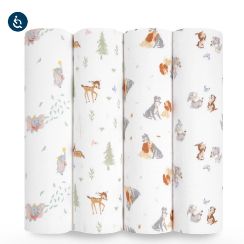 Disney + Friends Essentials Cotton Muslin Swaddle 4-Pack | aden + anais