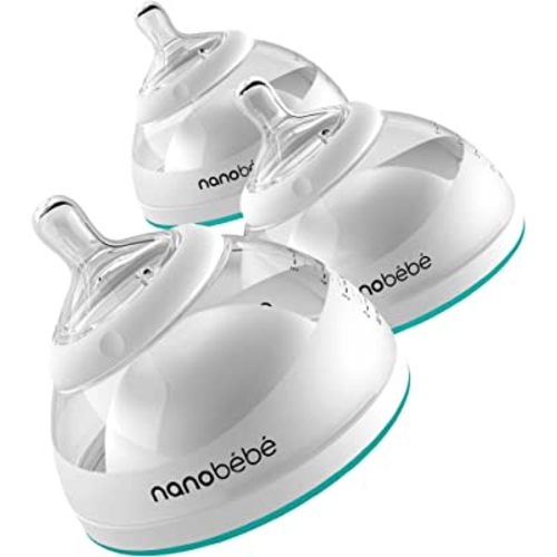 Nanobebe Breastmilk Bottle (Award Winning Innovation for Breastfed Babies), Newborn Breast Like, Anti Colic, Perfect Latch, Preserves Breast Milk nutrients, 3-Pack, Teal