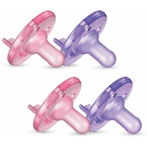 Philips AVENT Soothie Pacifier, 0-3 Months, Pink/Purple, 4 Pack, SCF190/42