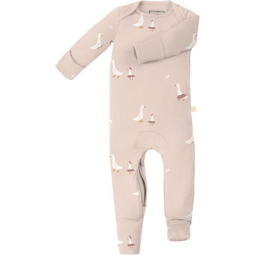 GUNAMUNA Convertible Baby Footie Pajamas, 2-in-1 Romper with Diaper-ZiP, Fold-Over Mittens & Cuffs