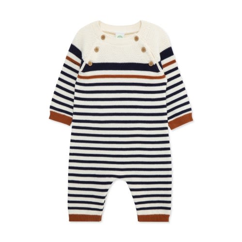 Block Stripe Cotton Knit Romper, 6M