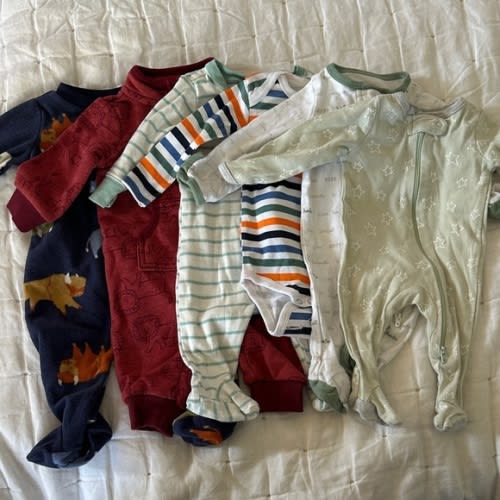 6 newborn-3mo. Assorted baby boy long sleeve One Pieces Set (006)