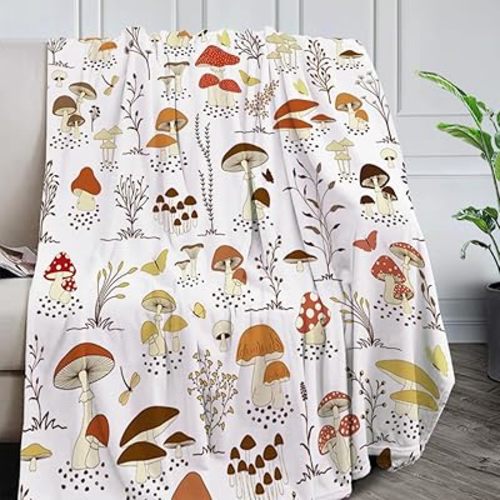 Cute Mushrooms Blanket Gifts for Adults Kids, Christmas Birthday Valentine's Day Mushrooms Throw Blanket Super Soft Lightweight Flannel Fleece Blankets for Bed Couch Sofa
