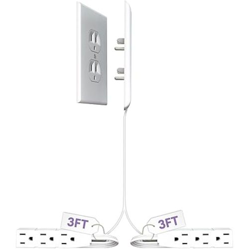 Sleek Socket Original & Patented Ultra-Thin Outlet Concealer with Cord Concealer Kit, Flat Extension Cord with Multi Outlets Power Strip, Ideal for Home Improvement, Hide Bulky and Messy Cords