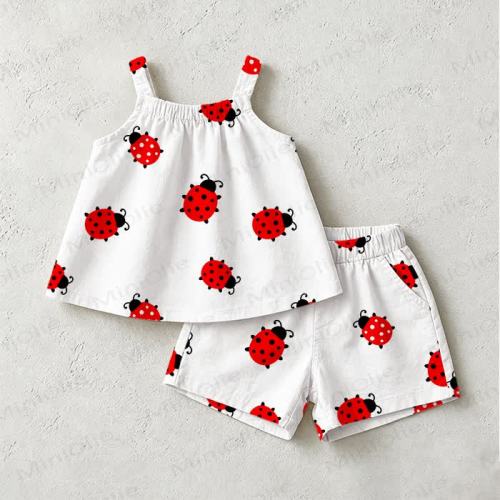 Baby Toddler Ladybug White Top and Shorts 2-piece Set