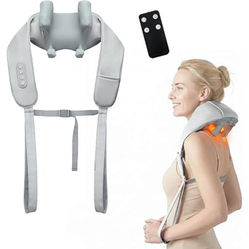Cordless Neck Massager with Heat,6D Shiatsu Remote Control for Pain Relief