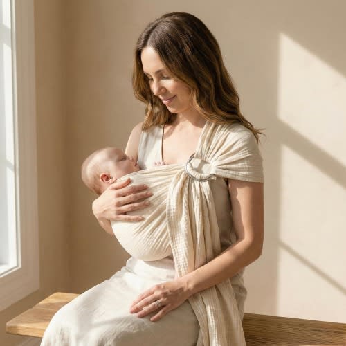 Cotton Muslin Ring Sling Baby Carrier – Ergonomic Wrap for Newborns & Babies