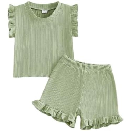 Twopumpkin Baby Girl Summer Clothes Toddler Shorts Set T-Shirt Tank Top and Shorts Two Piece 3 6 9 12 18 Month 2t 3t Outfit