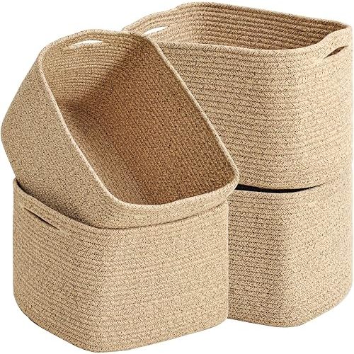 ICERZCZ Rope Storage Baskets for Organizing, 15x11x9 Mixed Brown 4 Packs