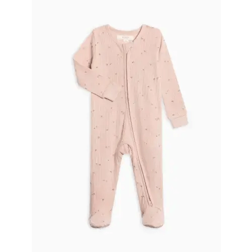 Maya Brushed Back Pointelle Footed Zipper Sleeper