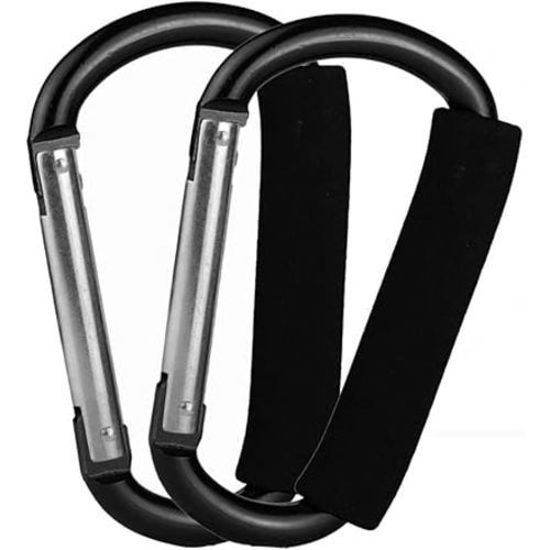 Stroller Hooks by Baby,2 pcs Carabiner Stroller Hook Organizer for Hanging Purses, Diaper Bag, Shopping Bags. Clip Fits Single/Twin Travel Systems, Car Seats and Joggers (Black)