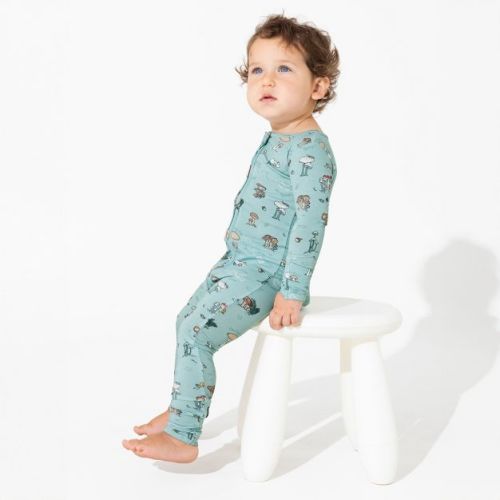 Bellabu Bear Baby Mushroom Cycle Bamboo Convertible Footie Blue Newborn