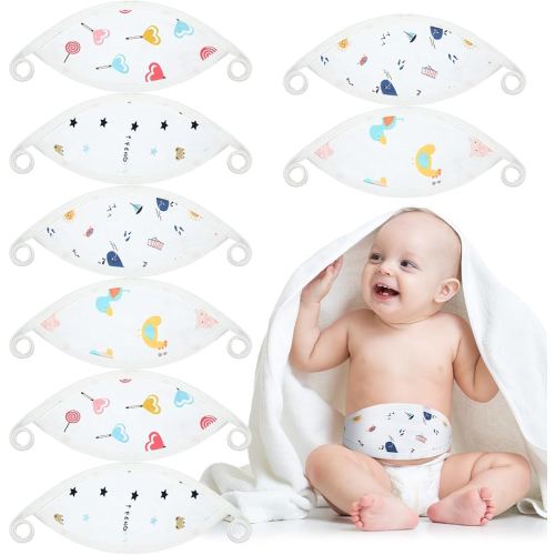 8 Pcs Newborn Infant Belly Wrap Comfort Cotton Umbilical Cord Cover Band Cartoon Soft Baby Belly Band Newborn Navel Belt for Protection Abdomen Baby Boy Girl Gifts 0-12 Months, 4 Styles (Cute)