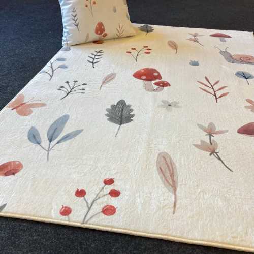 Forest Nursery Play Mat: Soft Kids Rug with Cushion Cover