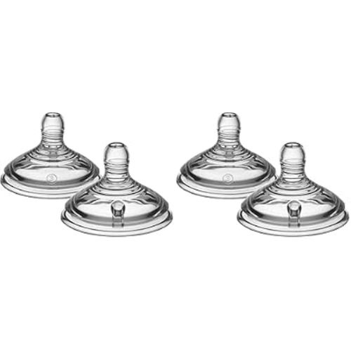 Tommee Tippee Natural Start Baby Bottle Nipples,Breast-Like for A Natural Latch,Anti-Colic Valve,Soft Silicone,Extra Slow Flow,0+ Months,2 Count (Pack of 2)