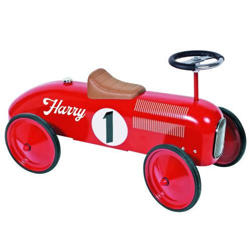 Personalised Red Vintage Style Ride On Car for Kids, Retro Metal Racing Car, Classic Car, Children's Toys, Christmas, Birthday Present