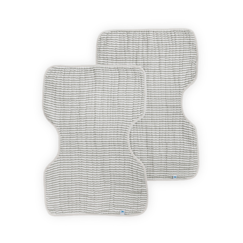 Cotton Muslin Burp Cloth 2 Pack - Grey Stripe