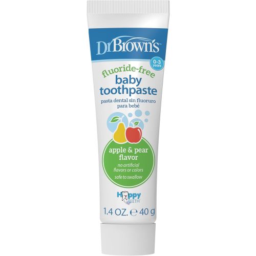 Dr. Brown's Fluoride-Free Baby Toothpaste, Safe to Swallow, Apple Pear, 1-Pack, 1.4oz/40g, 0-3 years