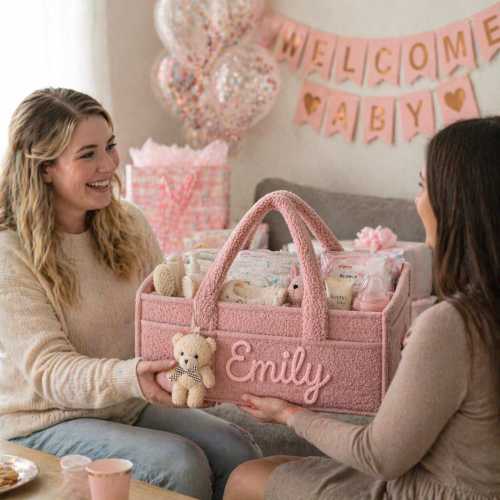 Personalized Newborn Baby Diaper Caddy Organizer Kids Nursery Toy Storage Basket Portable Essential Gift Girl Boy BabyShower CustomName Bag
