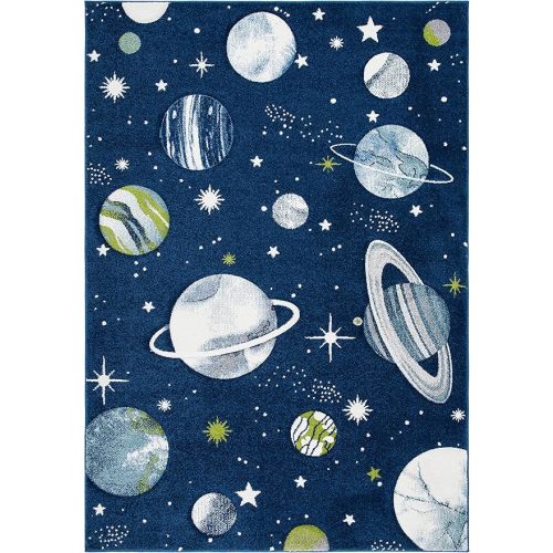 SAFAVIEH Carousel Kids Collection Area Rug - 5'3" x 7'6", Navy & Ivory, Non-Shedding & Easy Care, Ideal for High Traffic Areas for Boys & Girls in Playroom, Nursery, Bedroom (CRK103N)