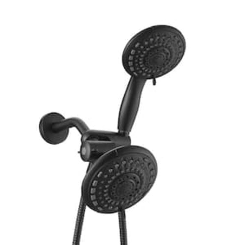 Dual-Function 2-in-1 Showerhead 6-Spray Wall Mount Handheld Shower Head 1.8 GPM in Matte Black
