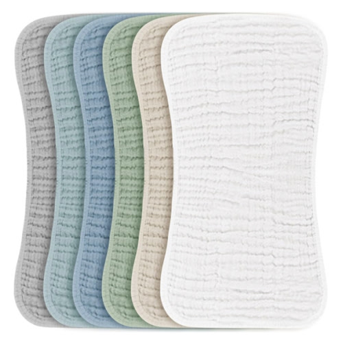 Konssy Muslin Baby Burp Cloths Sets for Unisex- 6 Pack Large 100% Cotton Burping Clothes for Newborn, Baby Girls and Boys