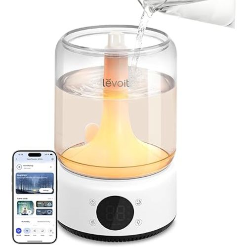 LEVOIT Smart Humidifiers for Bedroom, 4.2L Top Fill for Large Room with 42H Runtime, Dishwasher Safe Easy to Clean, 21dB Cool Mist for Baby, Plants, APP/Voice Control, Scene Mode With Light & Music