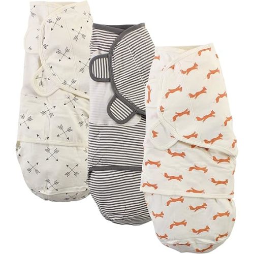 Touched by Nature Unisex Baby Organic Cotton Swaddle Wraps, Fox, 0-3 Months