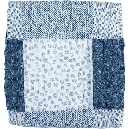 Stephan Baby Heirloom-Quality Pieced Crib Quilt, Denim Dot