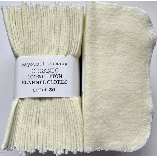 Handmade. Organic Cloth Baby Wipes . 8x8 cotton flannel. Eco friendly reusable washable cloth wipes and/or napkins.  GOTS Certified.