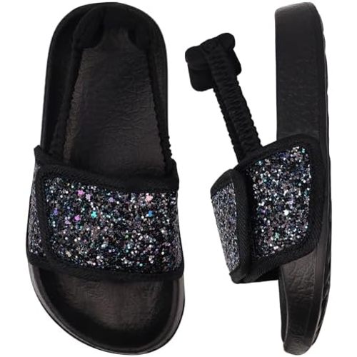 Kids Flip Flops Sandals Toddler Boys Girls Sequin Slides Shower Beach Pool Shoes Slip on Summer Slippers with Back Strap