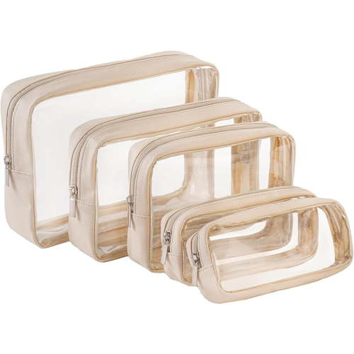 TSA Approved 5-Piece Diaper Bag Organizer Pouch Set Clear Waterproof TPU Kids Toiletry Storage Set Travel Packing Clutch Cube Bags for Baby Nursing