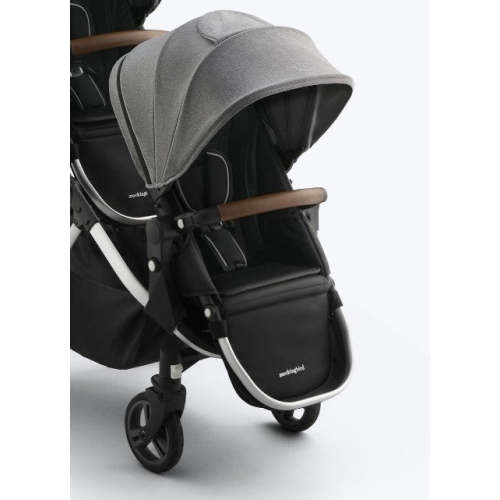 Mockingbird 2nd Seat Kit 3.0, Heather Grey, Silver with Penny Leather