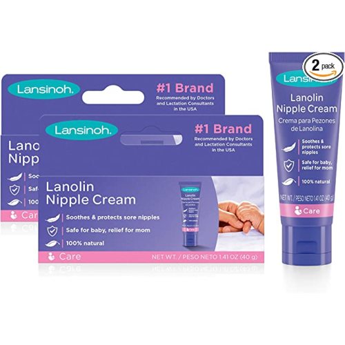 Lansinoh Lanolin Nipple Cream, Safe for Baby and Mom, Breastfeeding Essentials, 2.82 Ounces - Lanolin 2 Count