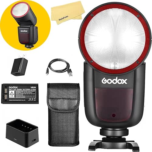 Godox V1 V1-C V1C USA Version Camera Flash for Canon Camera Flash Speedlite Speedlight,76Ws 2.4G TTL1/8000 HSS,480 Full Power Shots,1.5s Recycle Time,2600mAh Li-ion Battery,10 Levels LED Modeling Lamp