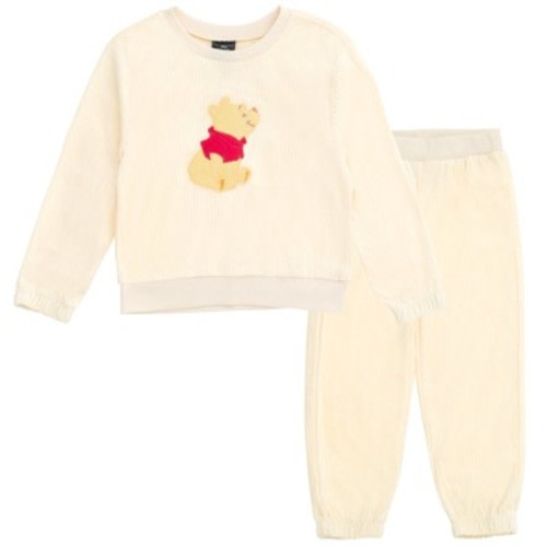 Disney Winnie the Pooh Infant Baby Girls Velour Sweatshirt and Jogger Pants Outfit Set Cream Winnie The Pooh 12 Months