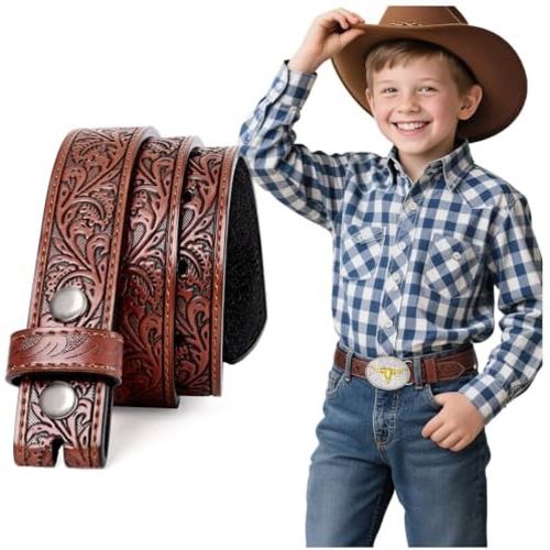 BELTROAD Western Belt Strap for Kids Boys Girls Toddler Genuine Leather Belt Cowgirl Cowboy Kids Western Belts for Jeans Gift