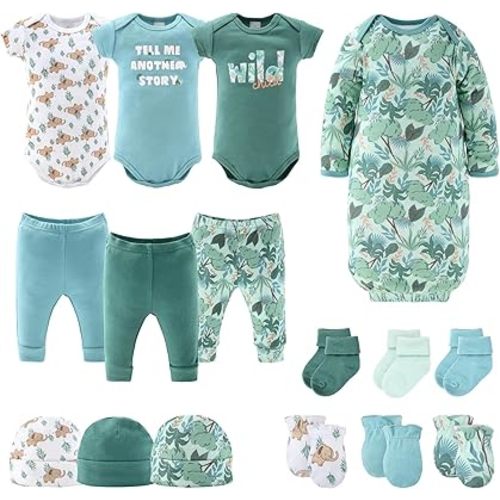 The Peanutshell Baby Layette Gift Set for Boys Newborn Baby Clothes & Essentials - Wild Jungle