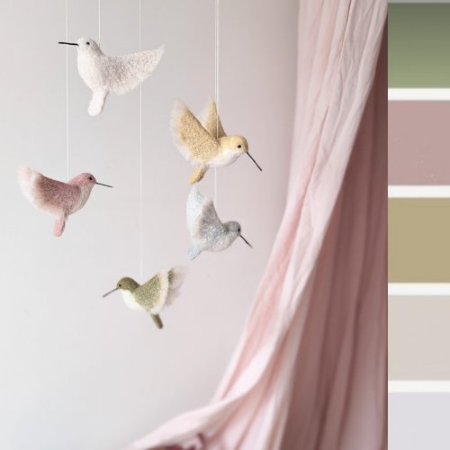Hummingbird Baby Mobile: Needle Felted Nursery Decor